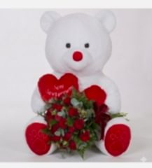 70 cm Ayıcık 21 Adet Gül Buketi!